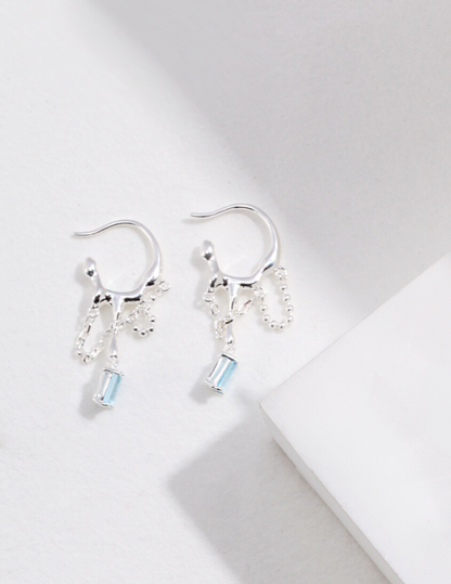 Sparkle Silver Topaz Earrings