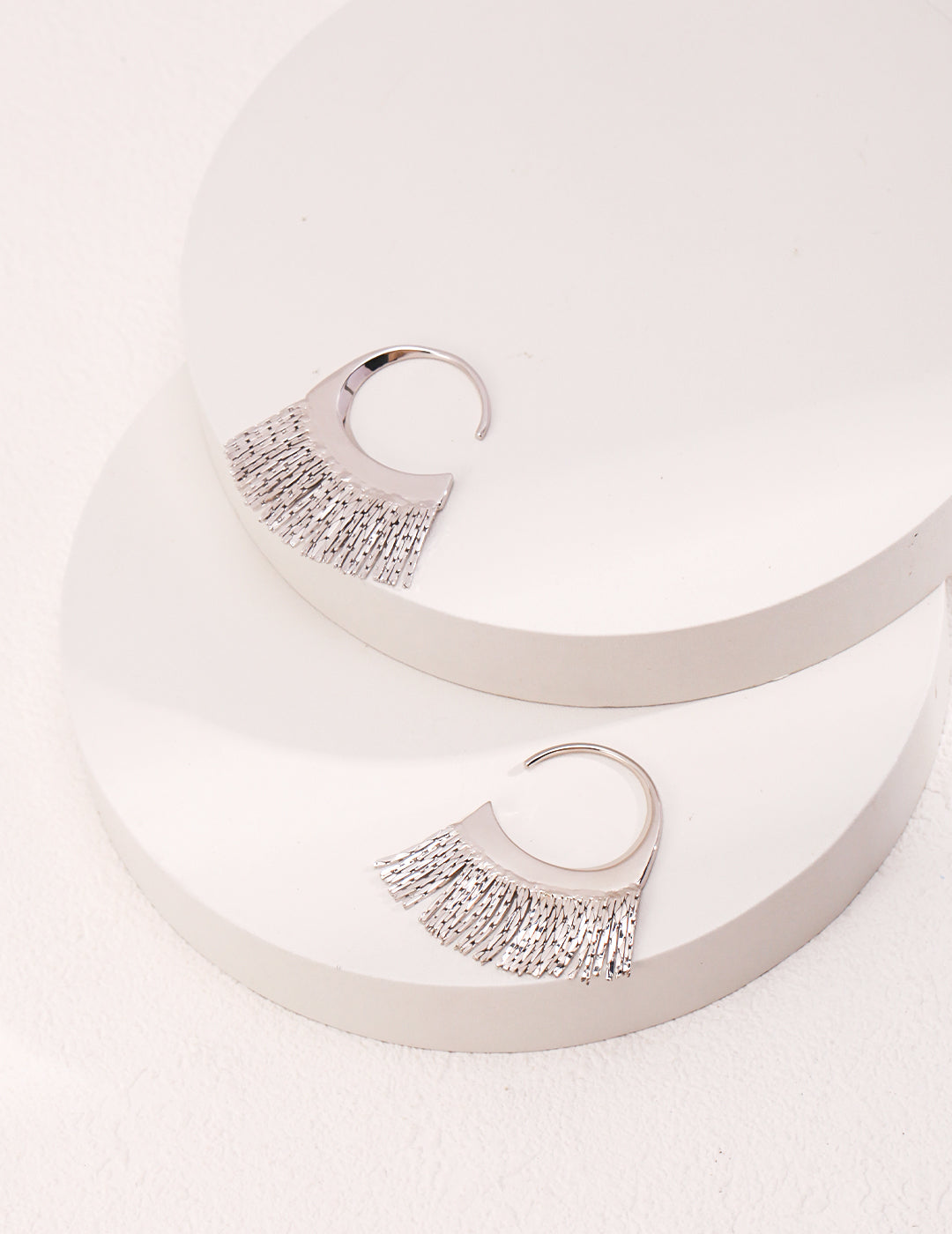 Sterling Silver Tassel Fan Earrings