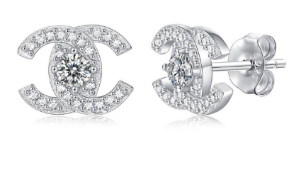 Chanel Chic Moissanite Earrings with Zircon Embellishments