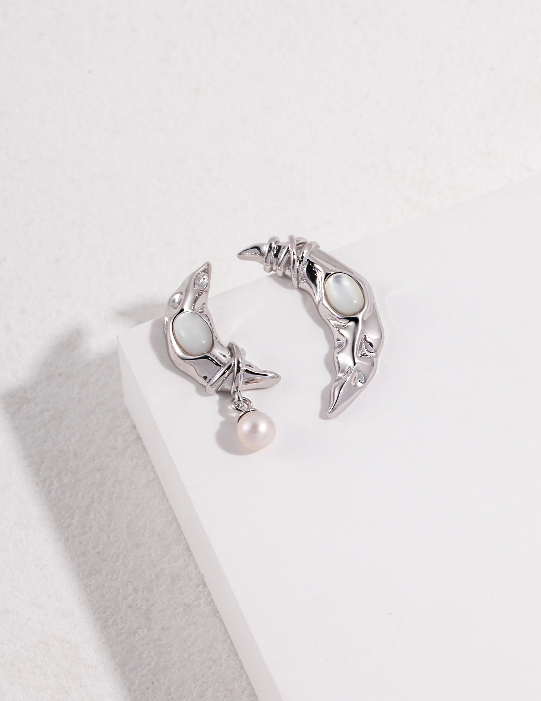 Asymmetric Crescent Duo Earrings