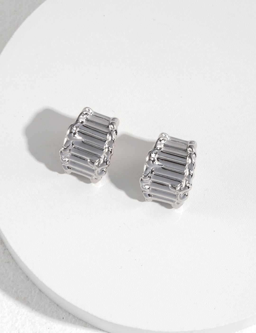 Dual-Texture Sterling Silver Earrings
